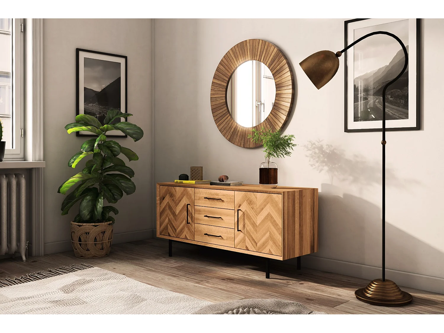 ABIES - Kommode 100% aus massivem Holz aus Wildeiche, naturgeölt