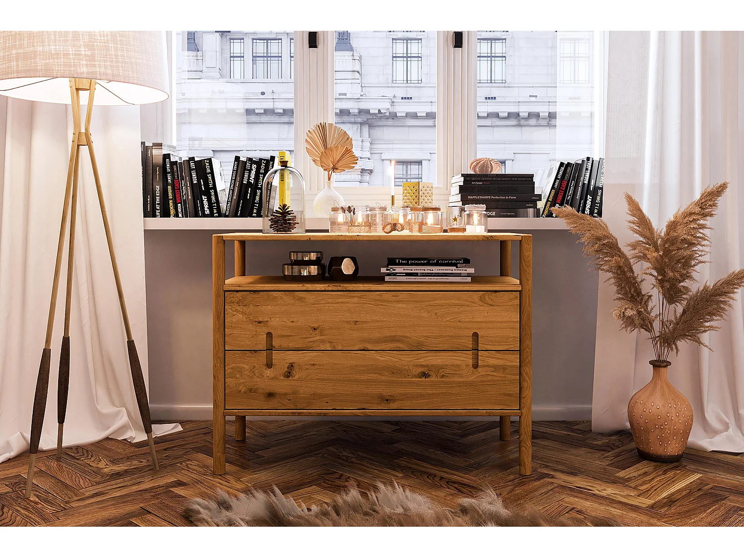 POLA - Kommode 100% aus massivem Holz aus Wildeiche, naturgeölt