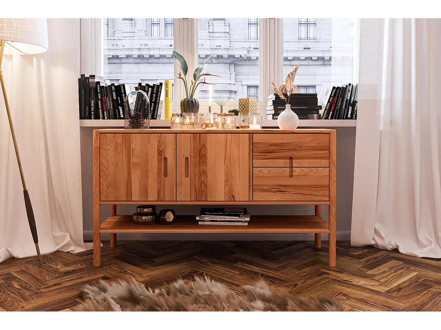 POLA - Kommode 100% aus massivem Holz aus Kernbuche, naturgeölt