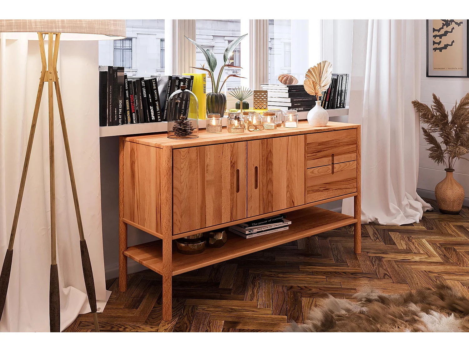 POLA - Kommode 100% aus massivem Holz aus Kernbuche, naturgeölt