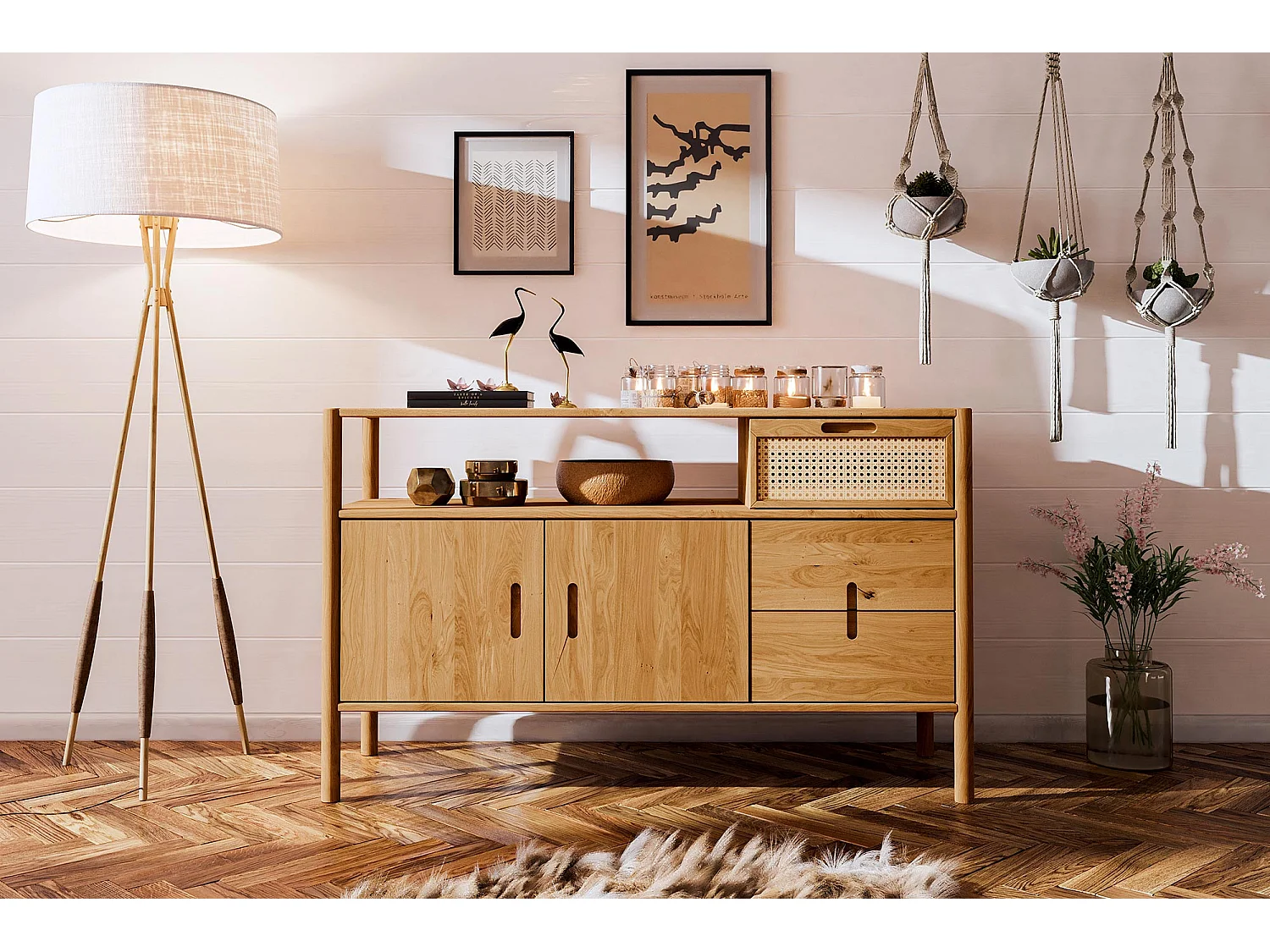 POLA - Kommode 100% aus massivem Holz aus Wildeiche, naturgeölt