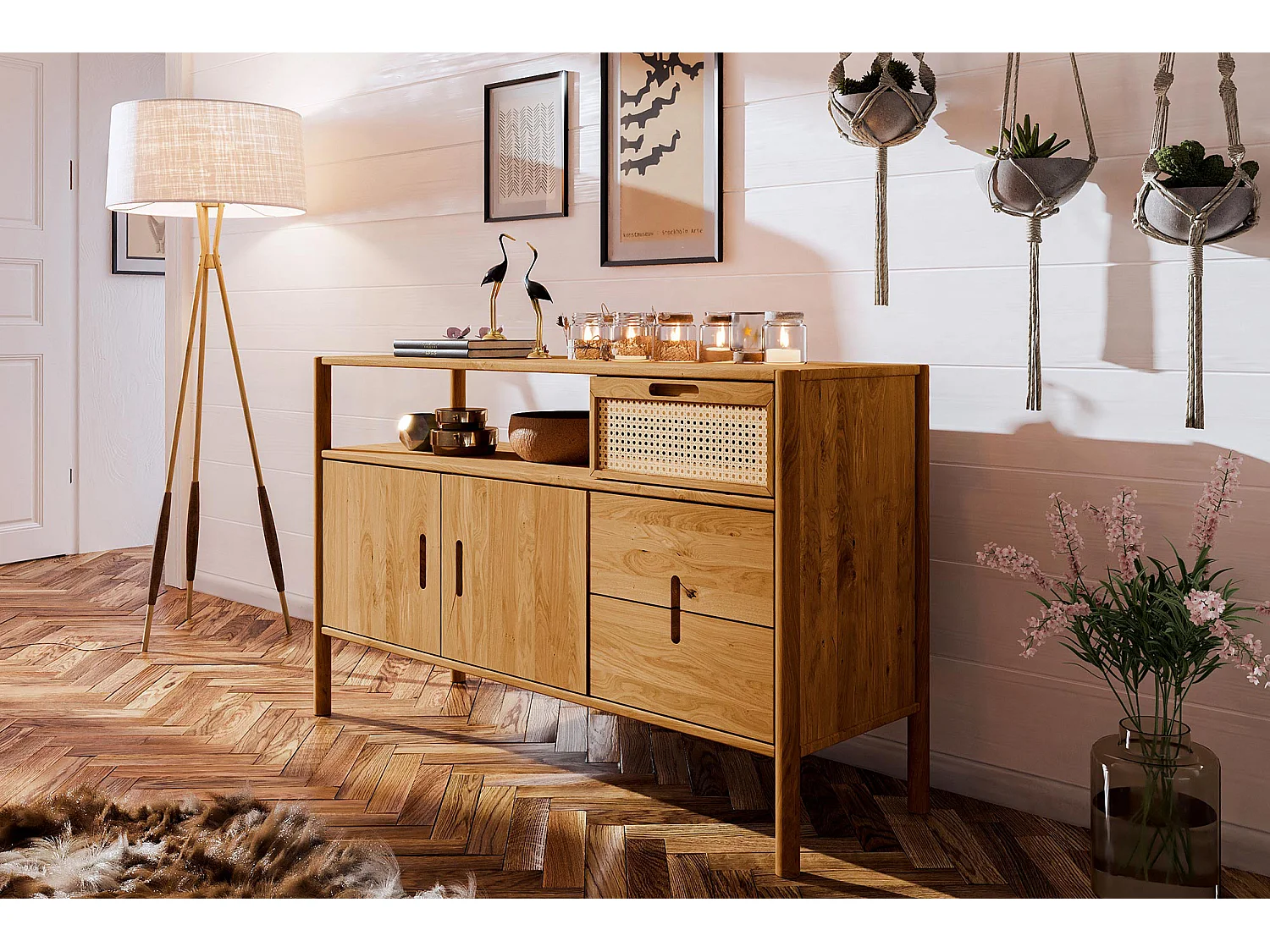 POLA - Kommode 100% aus massivem Holz aus Wildeiche, naturgeölt