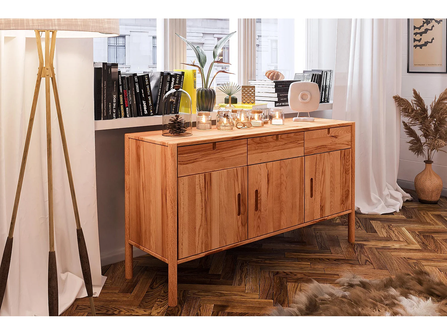 POLA - Kommode 100% aus massivem Holz aus Kernbuche, naturgeölt