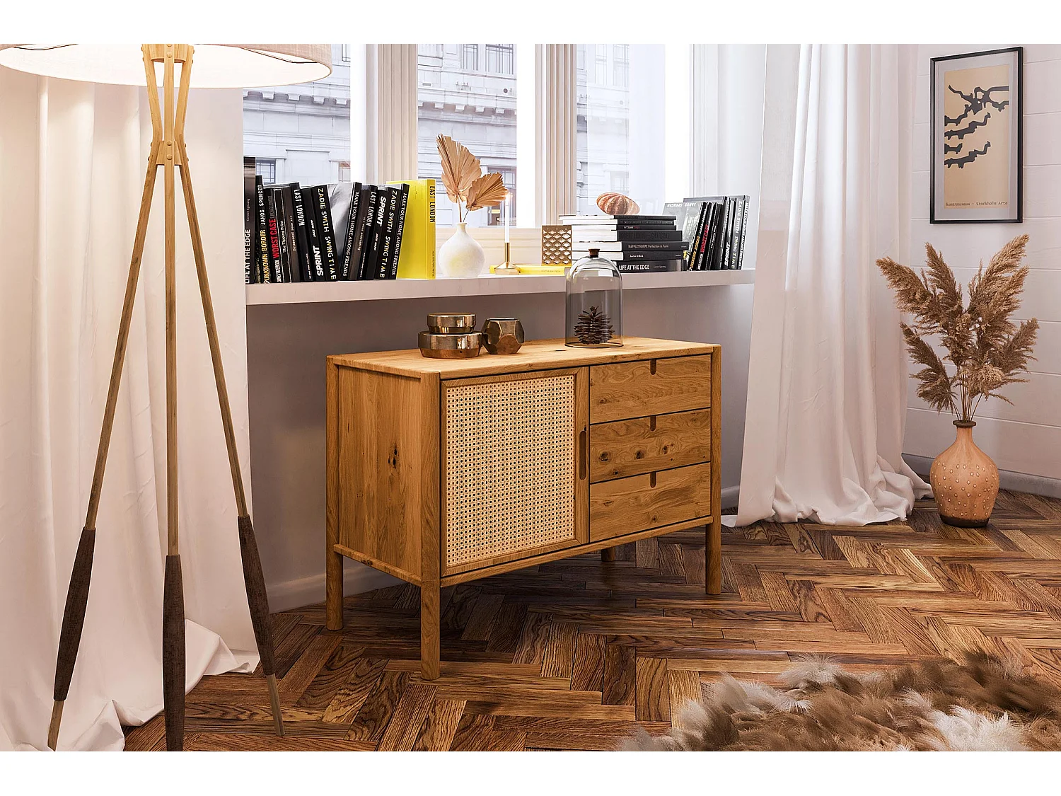 POLA - Kommode 100% aus massivem Holz aus Wildeiche, naturgeölt