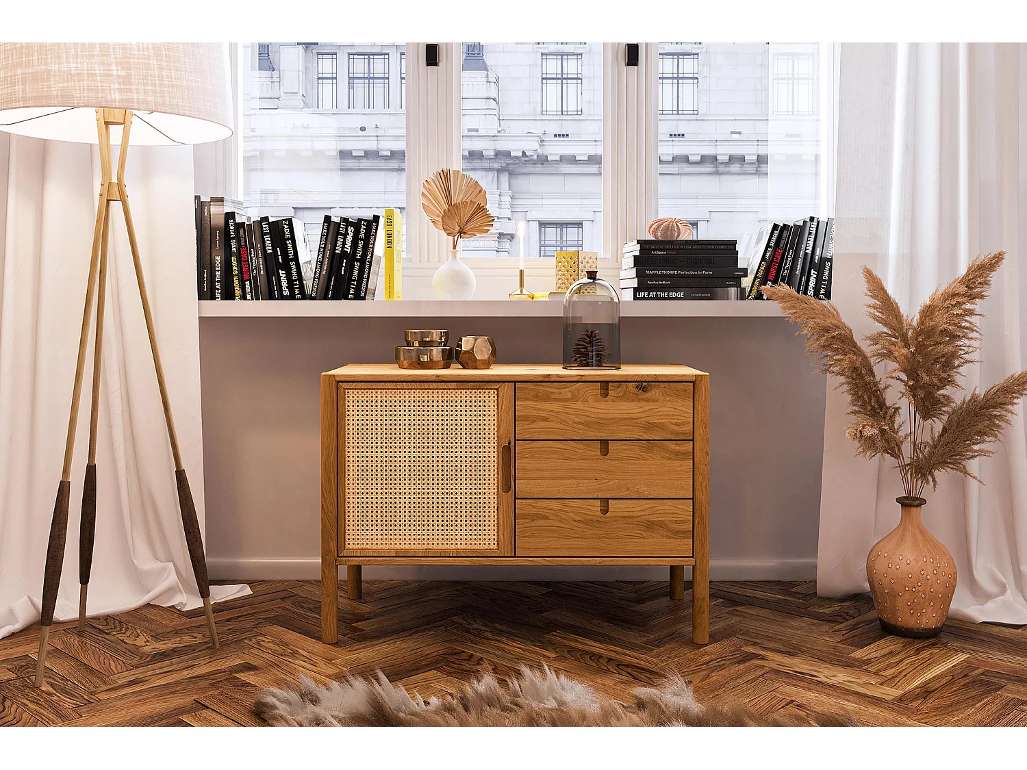 POLA - Kommode 100% aus massivem Holz aus Wildeiche, naturgeölt