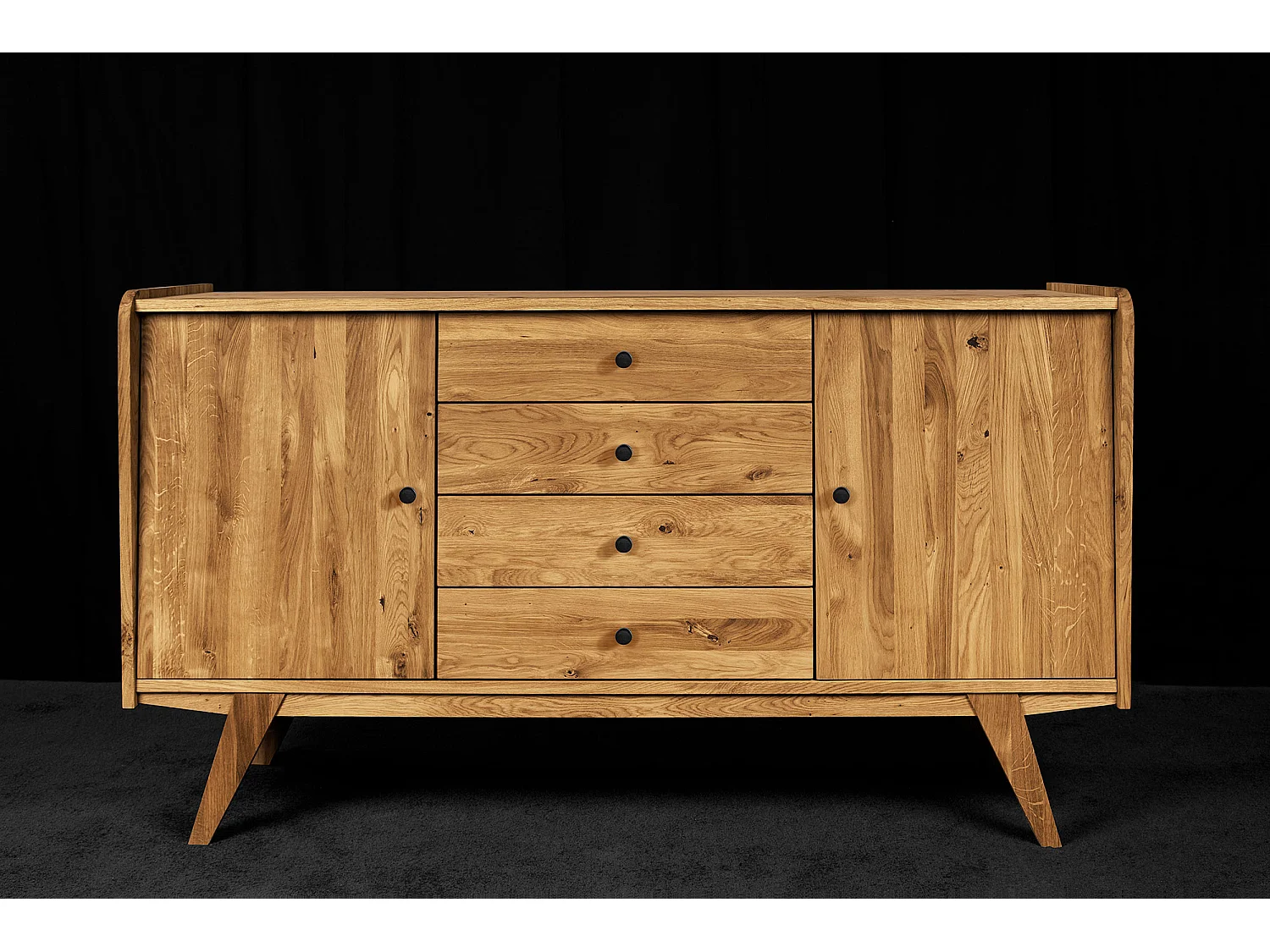 RETRO - Kommode 100% aus massivem Holz aus Wildeiche, naturgeölt