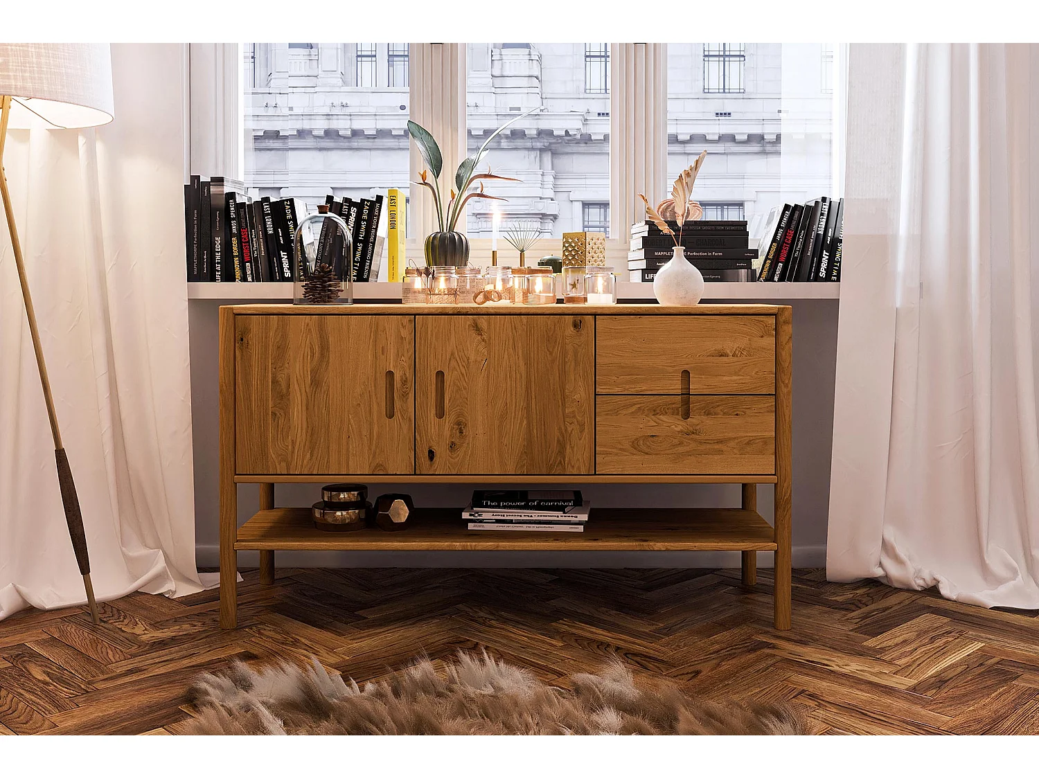 POLA - Kommode 100% aus massivem Holz aus Wildeiche, naturgeölt