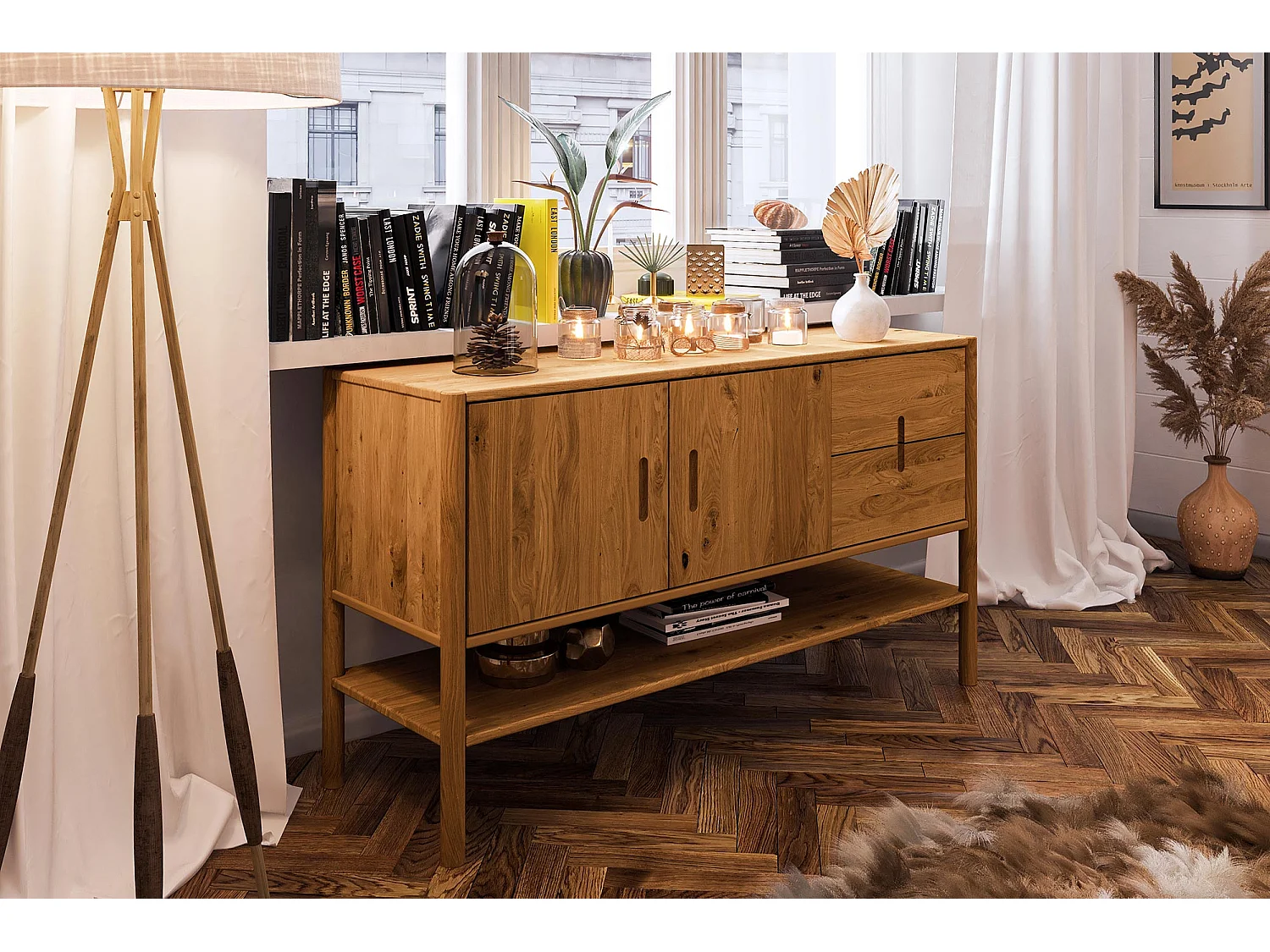 POLA - Kommode 100% aus massivem Holz aus Wildeiche, naturgeölt