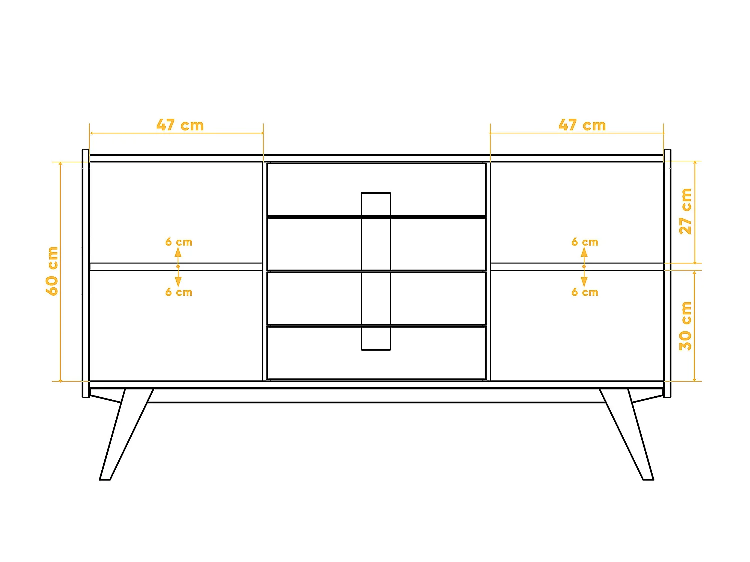 RETRO - Kommode 100% aus massivem Holz aus Kernbuche, naturgeölt