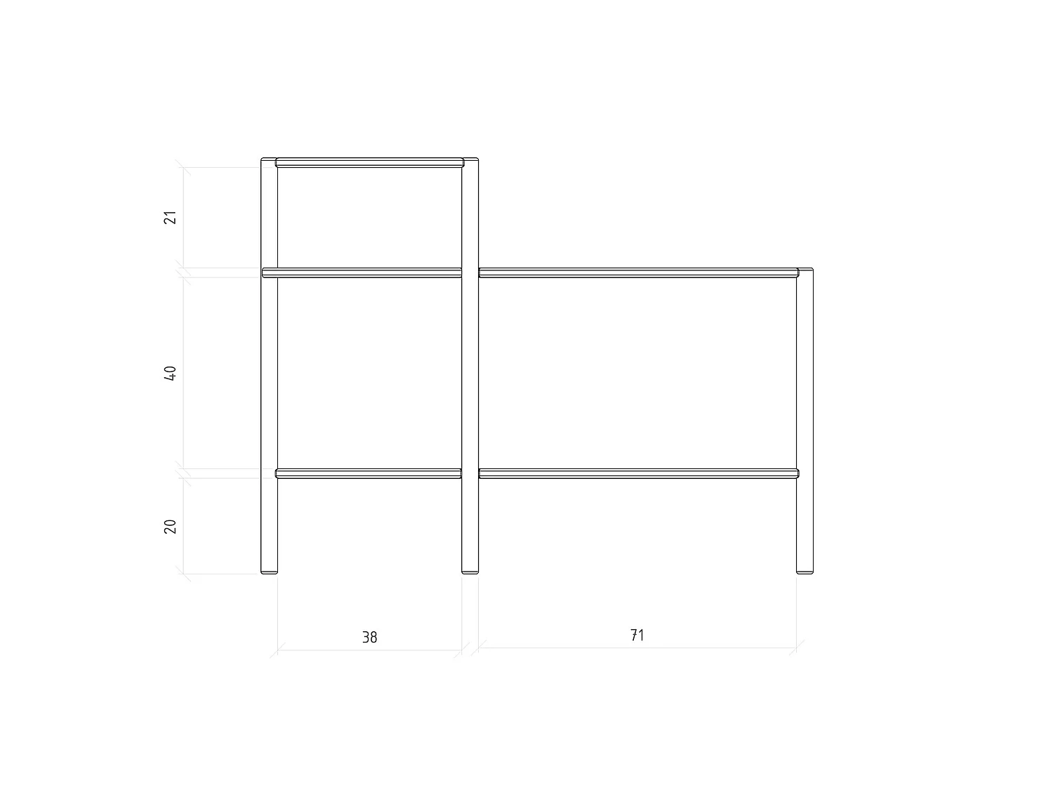 POLA - Regall aus massivem Holz aus Wiledeiche, naturgeölt