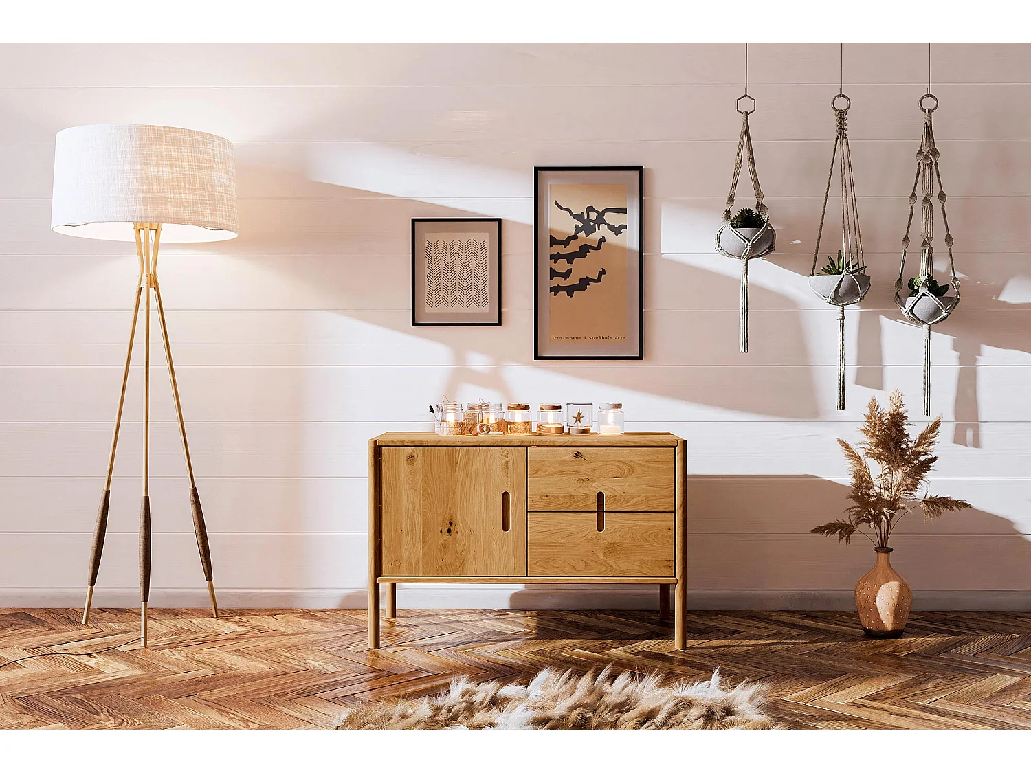 POLA - Kommode 100% aus massivem Holz aus Wildeiche, naturgeölt