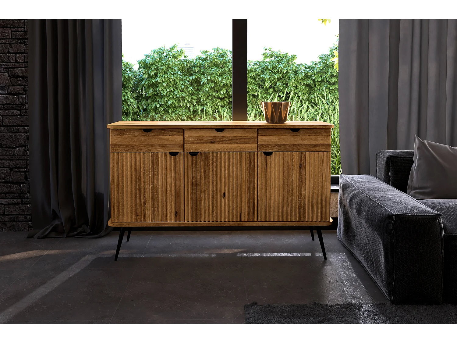 KULA - Kommode 100% aus massivem Holz aus Wildeiche, naturgeölt