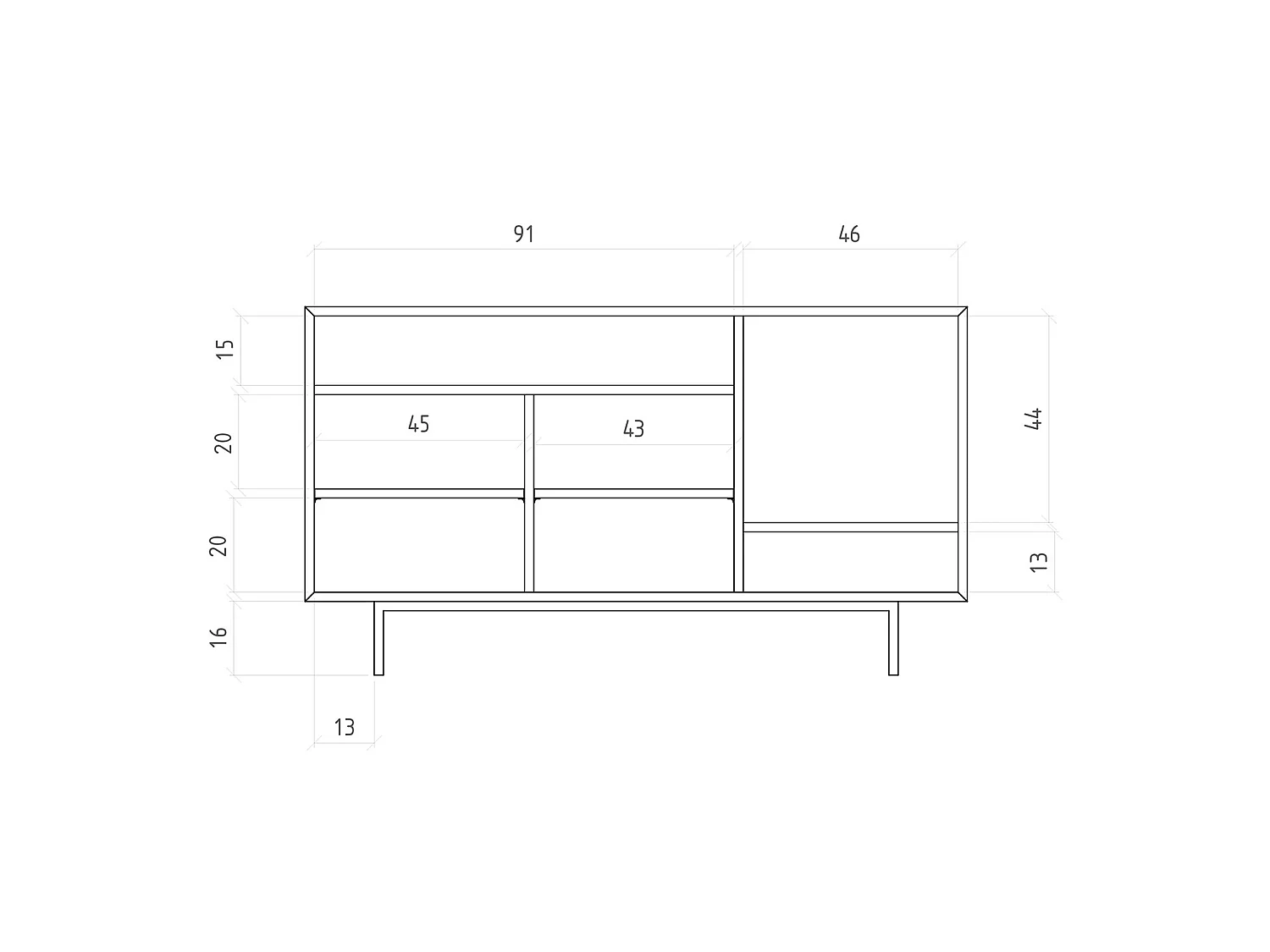 ABIES - Commode 100% en bois massif de cœur de hêtre, huilé naturel