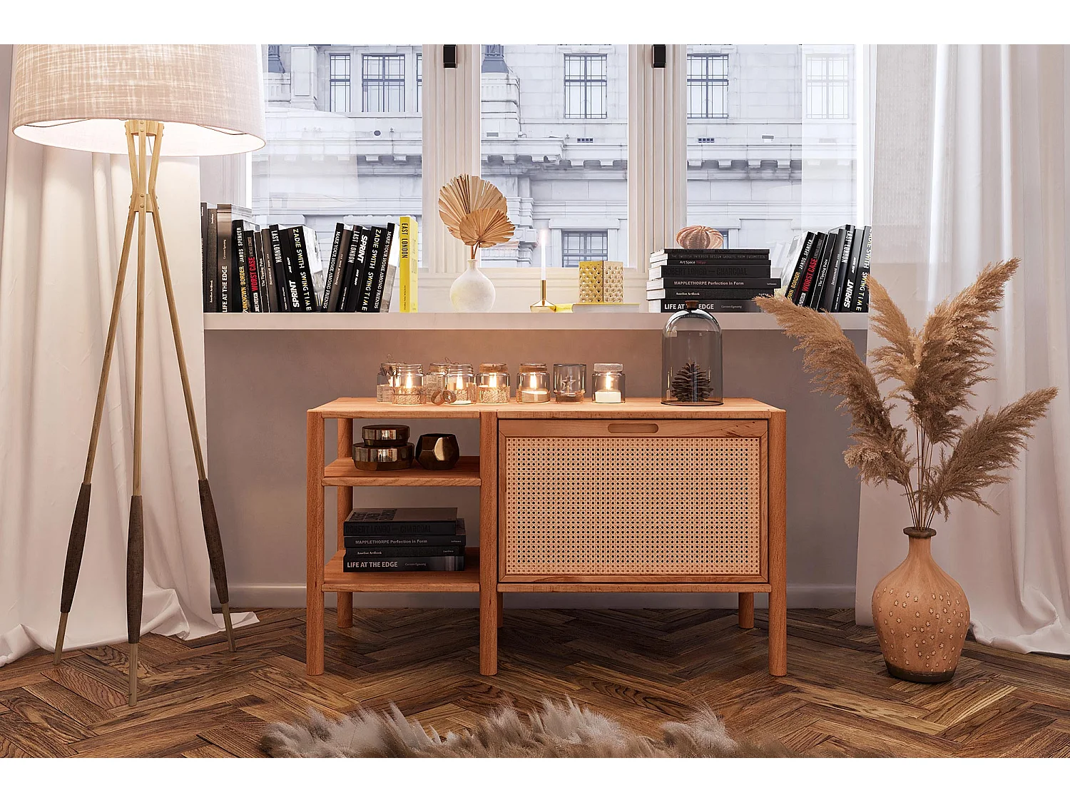 POLA - Regall aus massivem Holz aus Kernbuche, naturgeölt