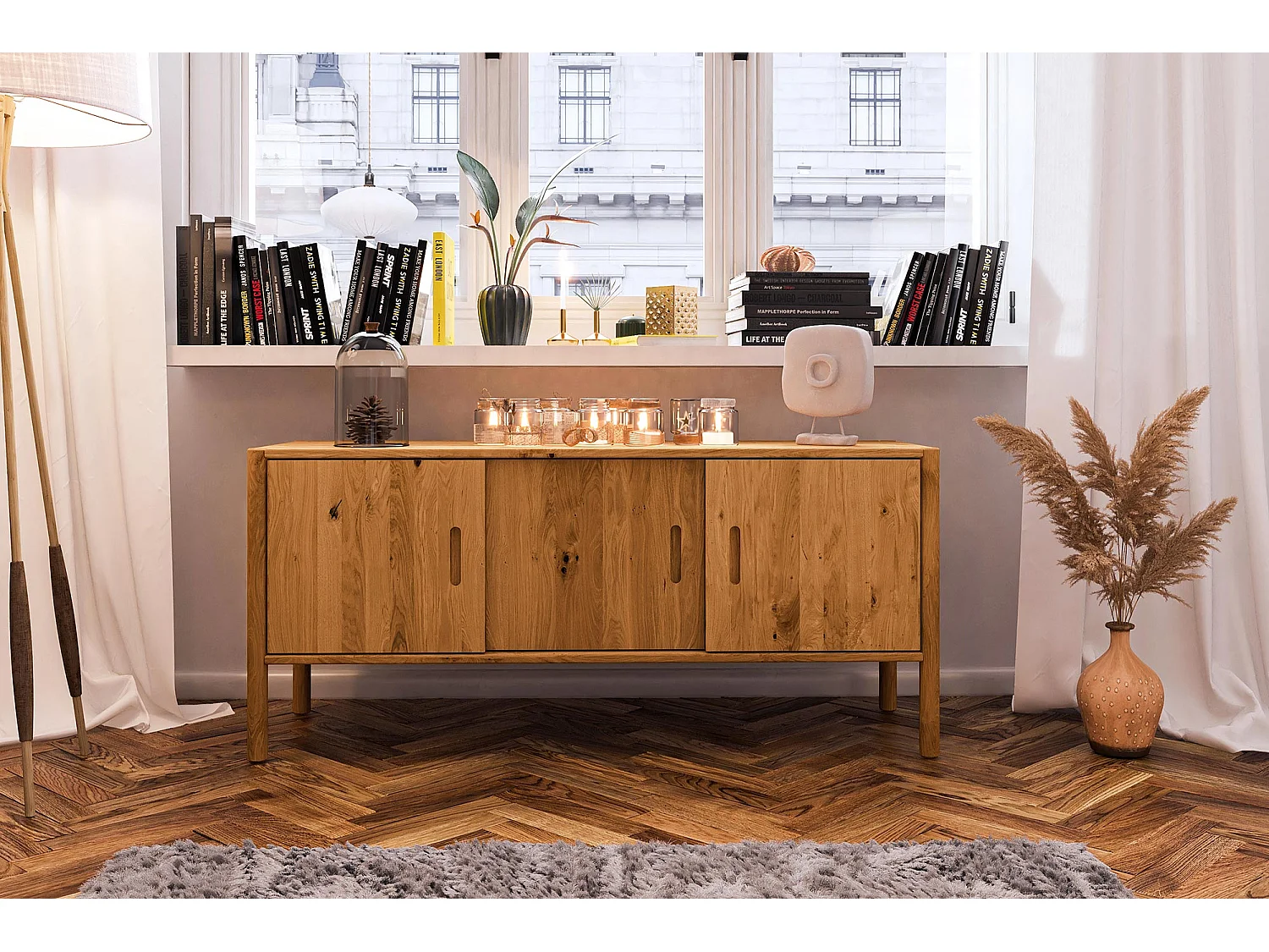 POLA - Kommode 100% aus massivem Holz aus Wildeiche, naturgeölt