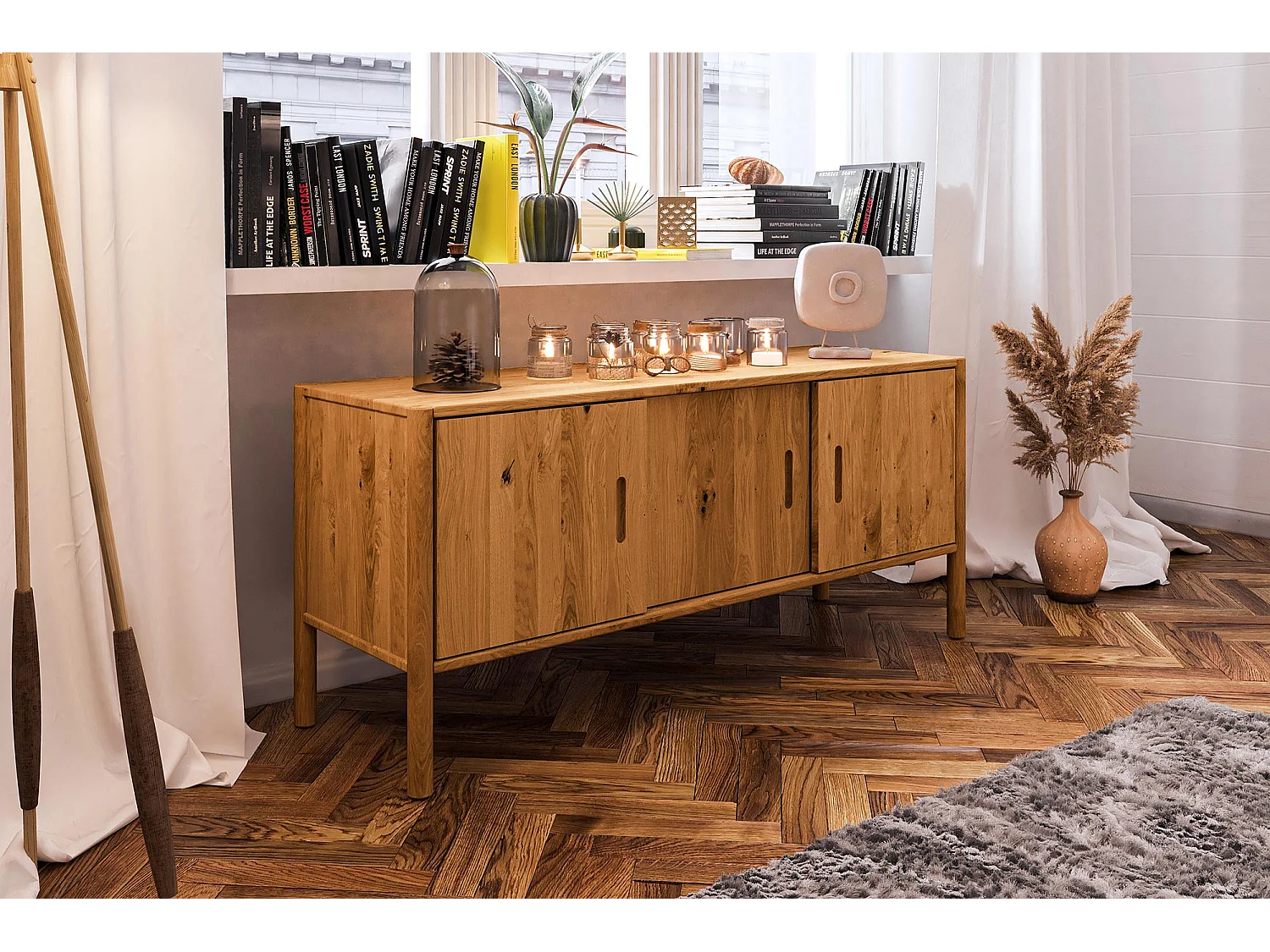 POLA - Kommode 100% aus massivem Holz aus Wildeiche, naturgeölt