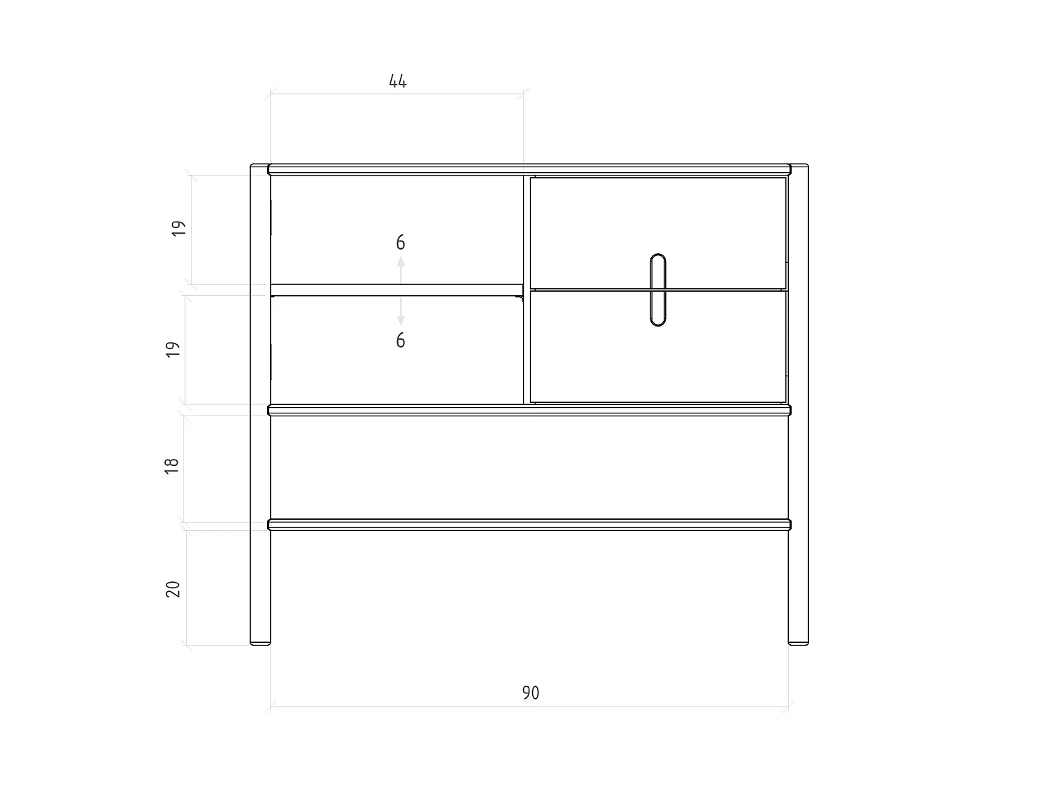 POLA - Kommode 100% aus massivem Holz aus Wildeiche, lackiert
