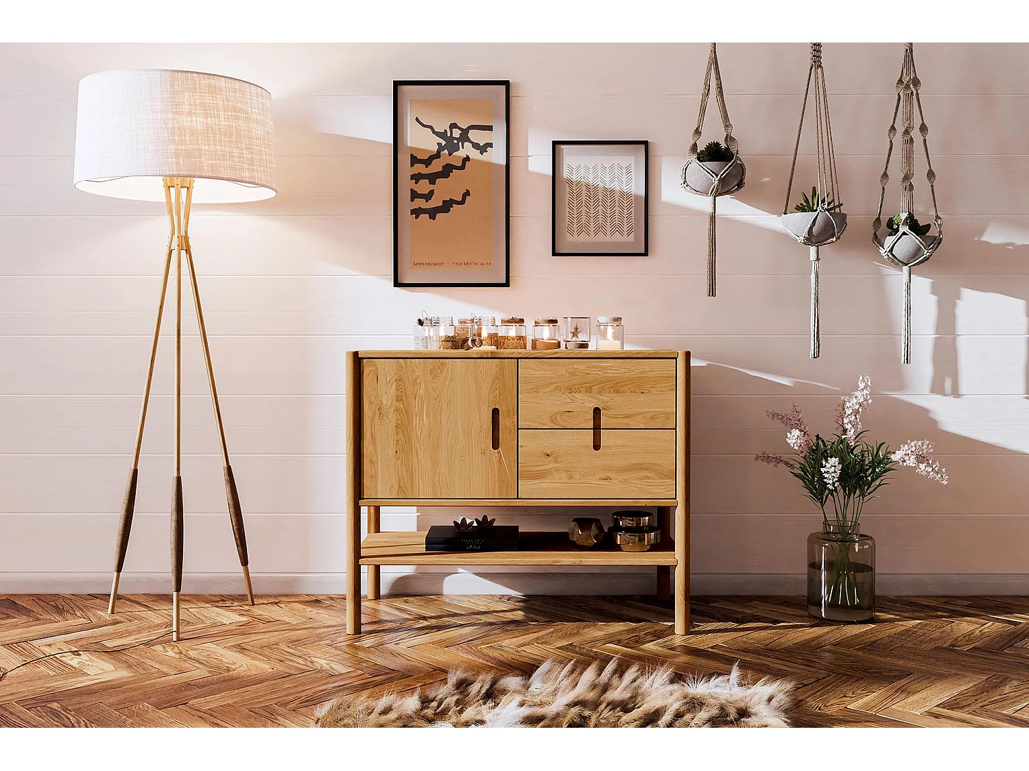 POLA - Kommode 100% aus massivem Holz aus Wildeiche, lackiert