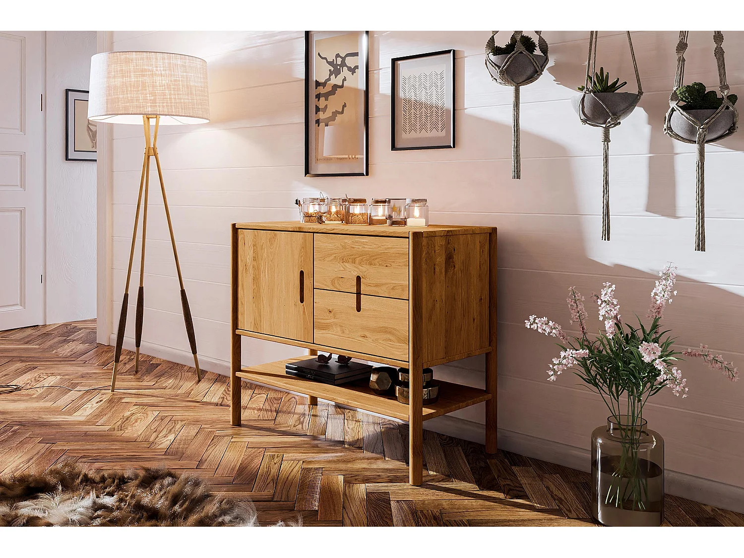 POLA - Kommode 100% aus massivem Holz aus Wildeiche, lackiert