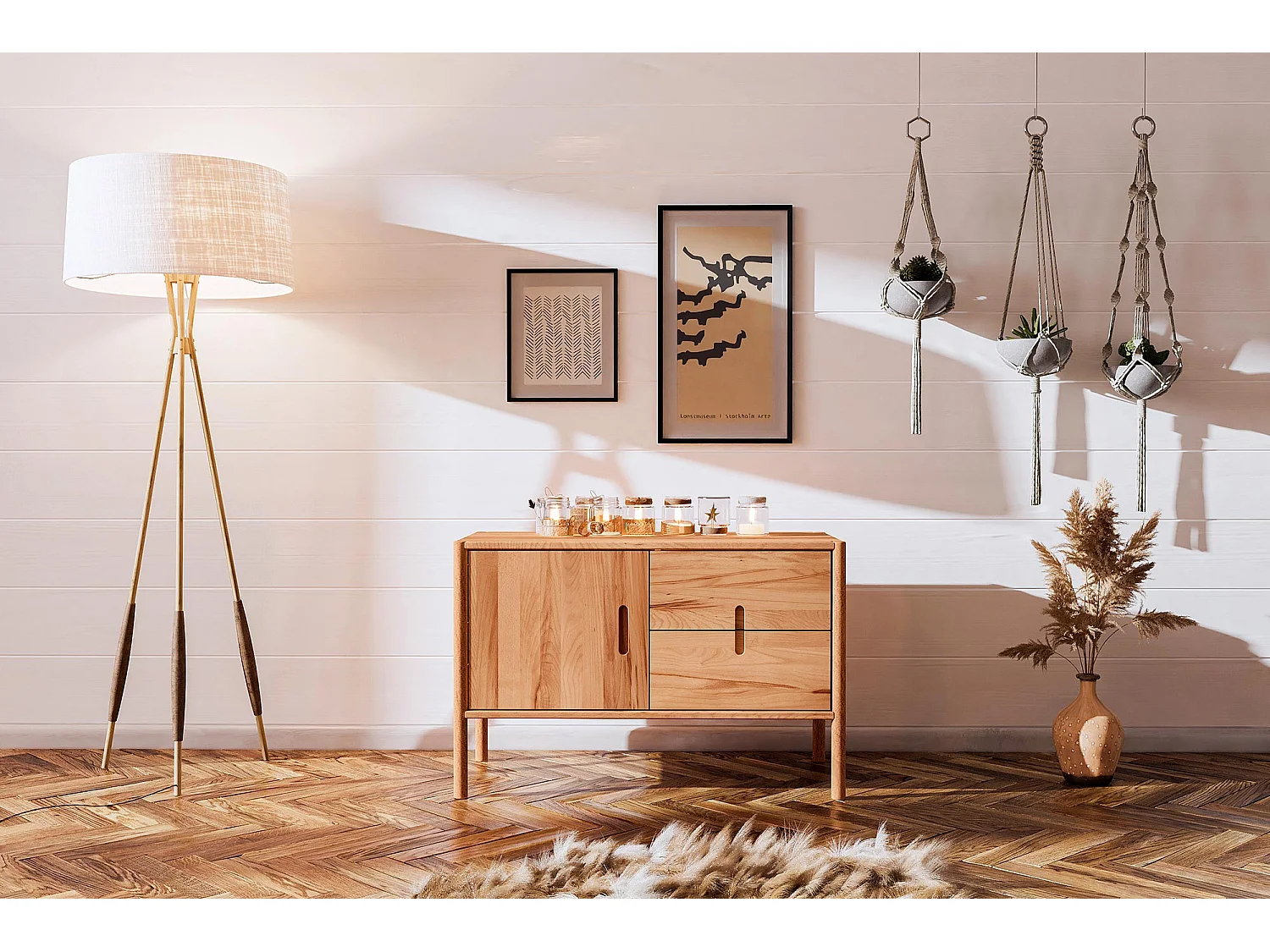 POLA - Kommode 100% aus massivem Holz aus Kernbuche, naturgeölt