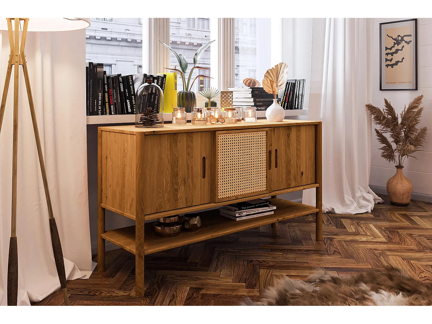 POLA - Kommode 100% aus massivem Holz aus Wildeiche, naturgeölt