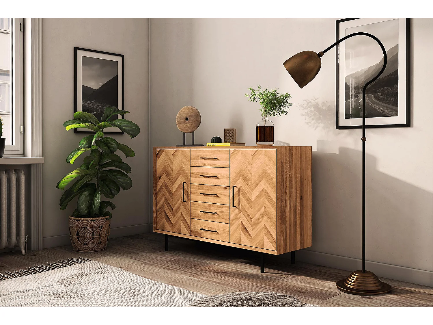 ABIES - Kommode 100% aus massivem Holz aus Wildeiche, naturgeölt