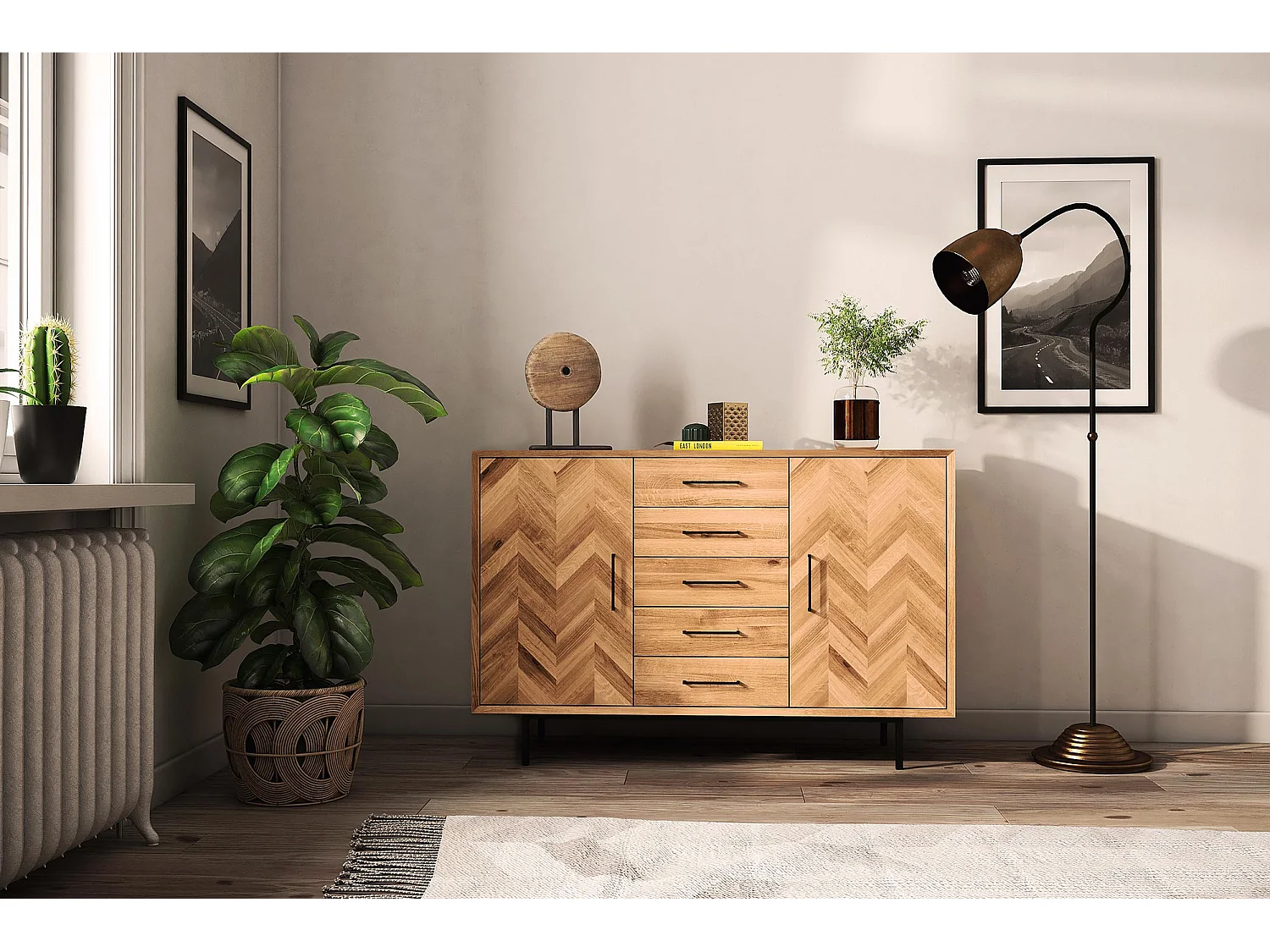 ABIES - Kommode 100% aus massivem Holz aus Wildeiche, naturgeölt