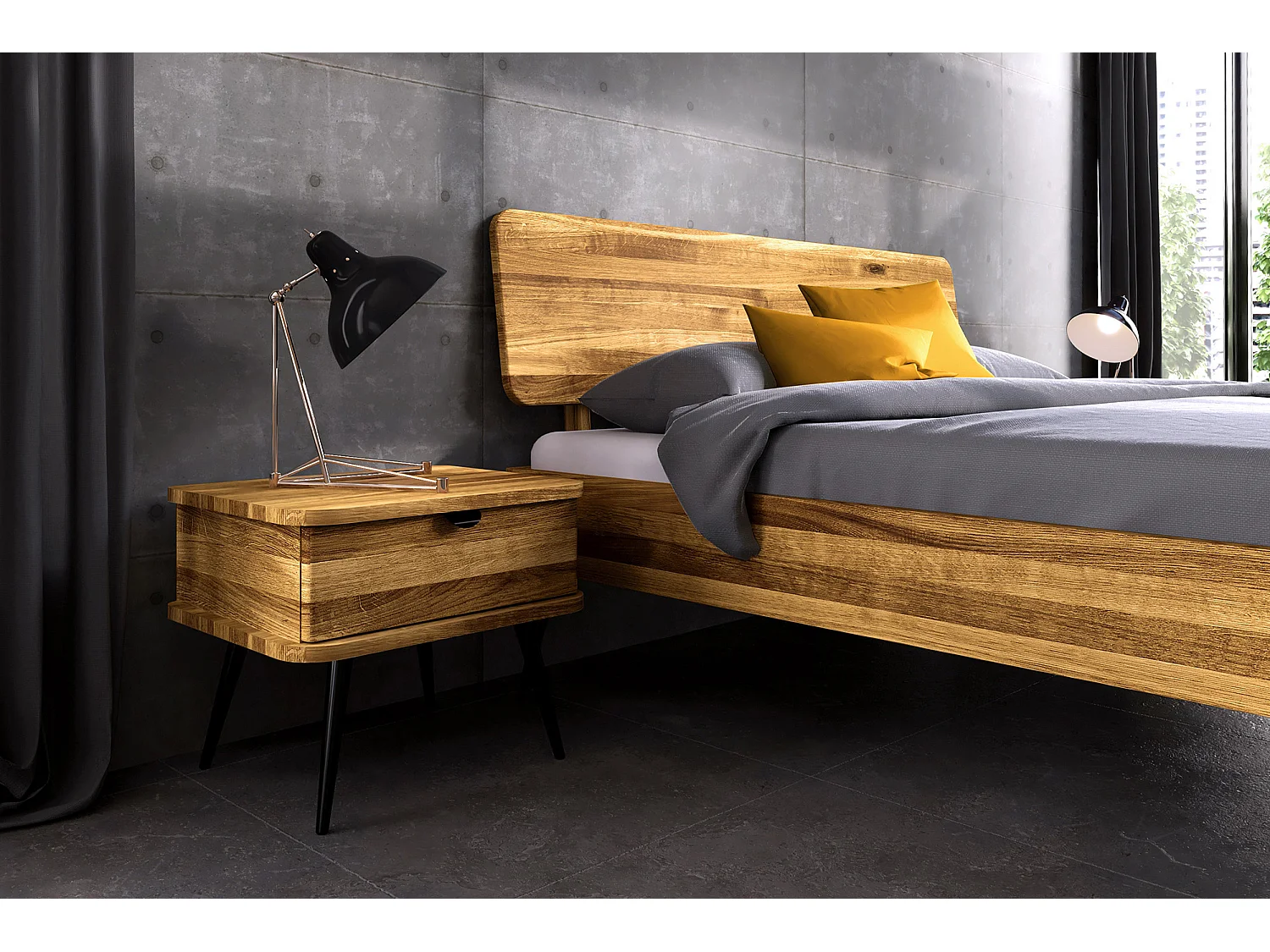 KULA - Nachttisch mit Schublade aus Wildeiche, naturgeölt