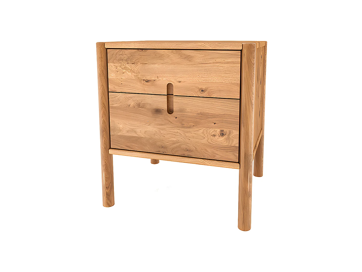POLA - Nachttisch mit Schubladen aus Wildeiche, naturgeölt
