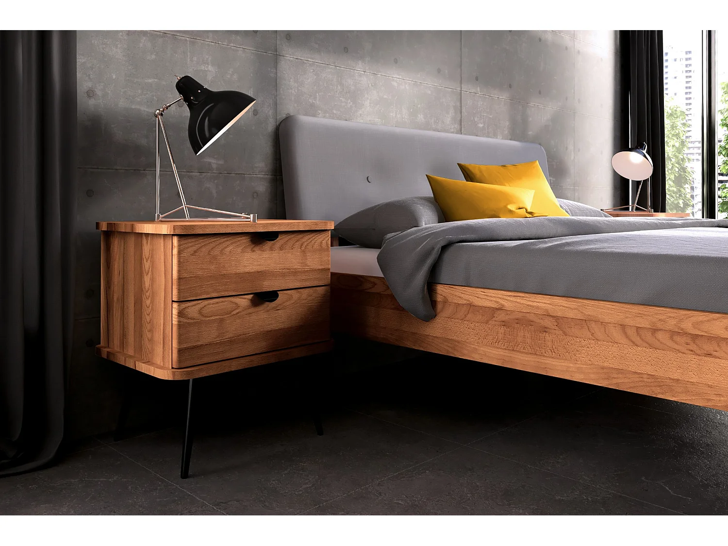 KULA - Nachttisch mit Schubladen aus Kernbuche, naturgeölt