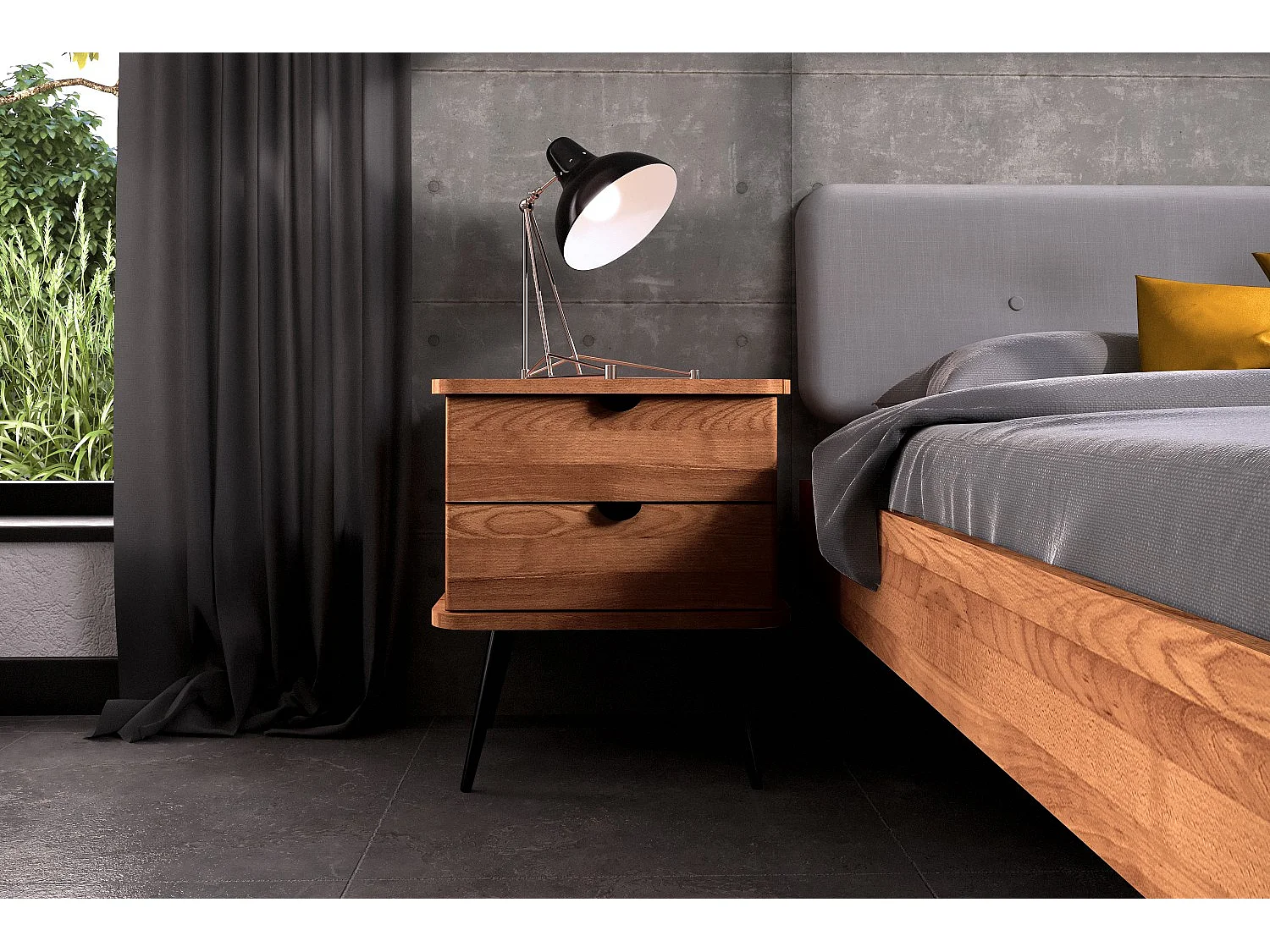 KULA - Nachttisch mit Schubladen aus Kernbuche, naturgeölt