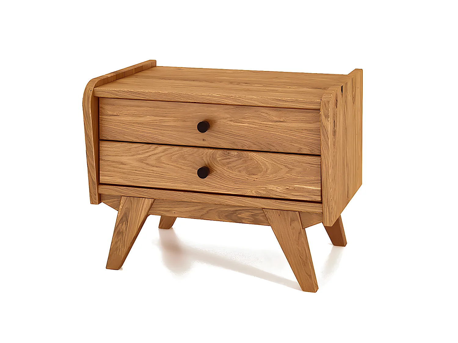 RETRO - Nachttisch mit Schubladen aus Wildeiche, naturgeölt