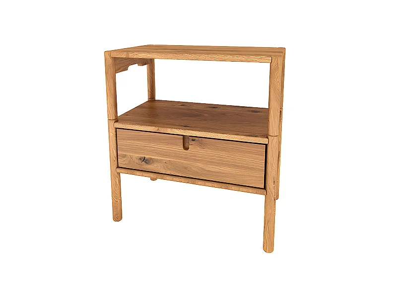 POLA - Nachttisch mit Frühstückstisch aus Wildeiche, naturgeölt