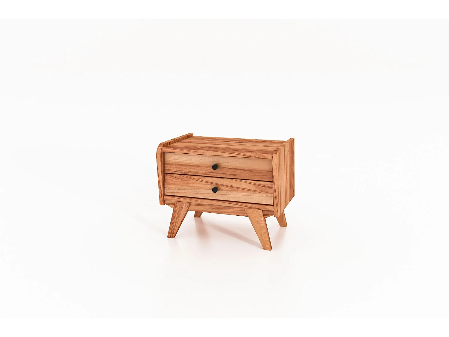 RETRO - Nachttisch mit Schubladen aus Kernbuche, naturgeölt