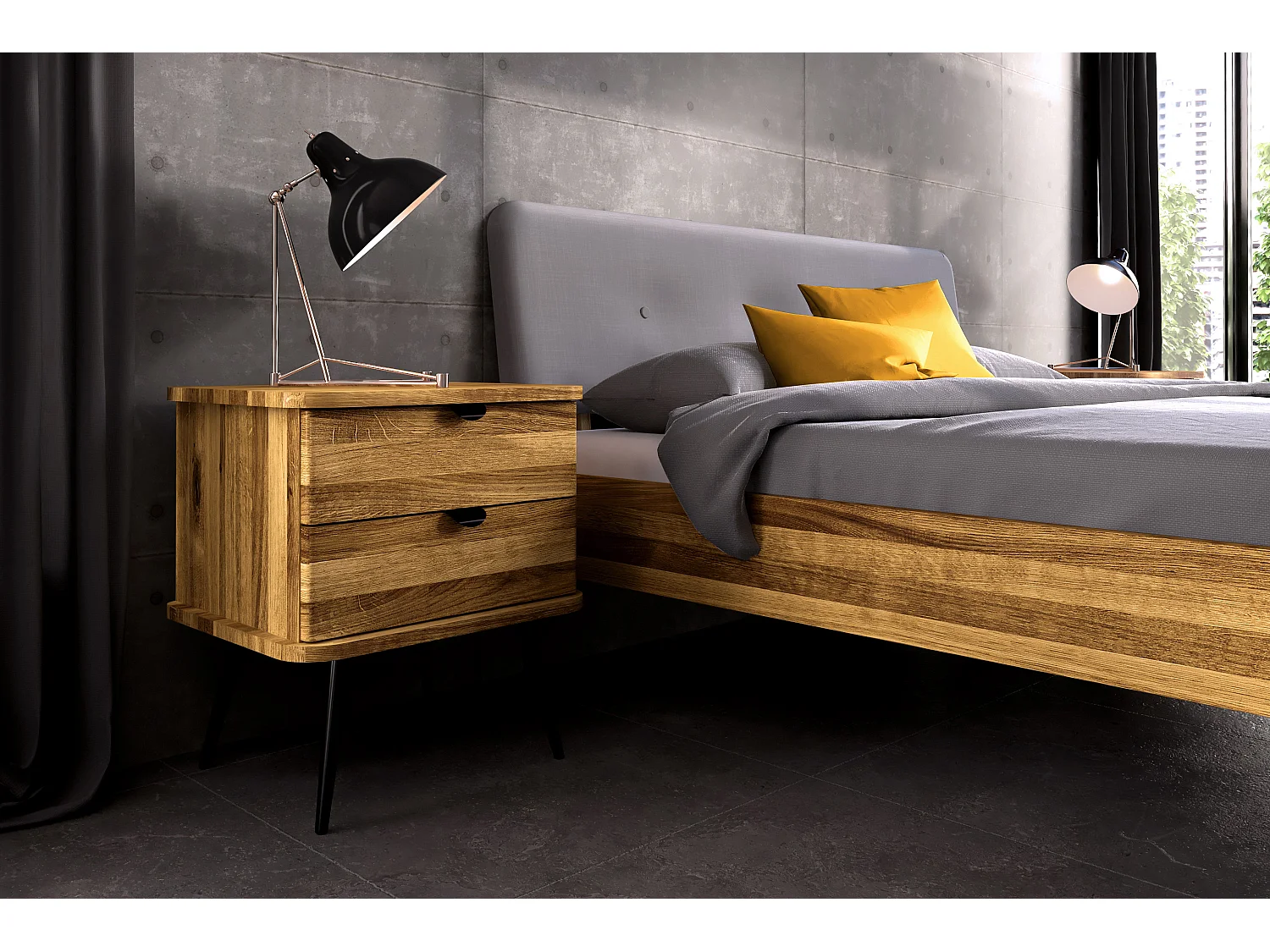 KULA - Nachttisch mit Schubladen aus Wildeiche, naturgeölt