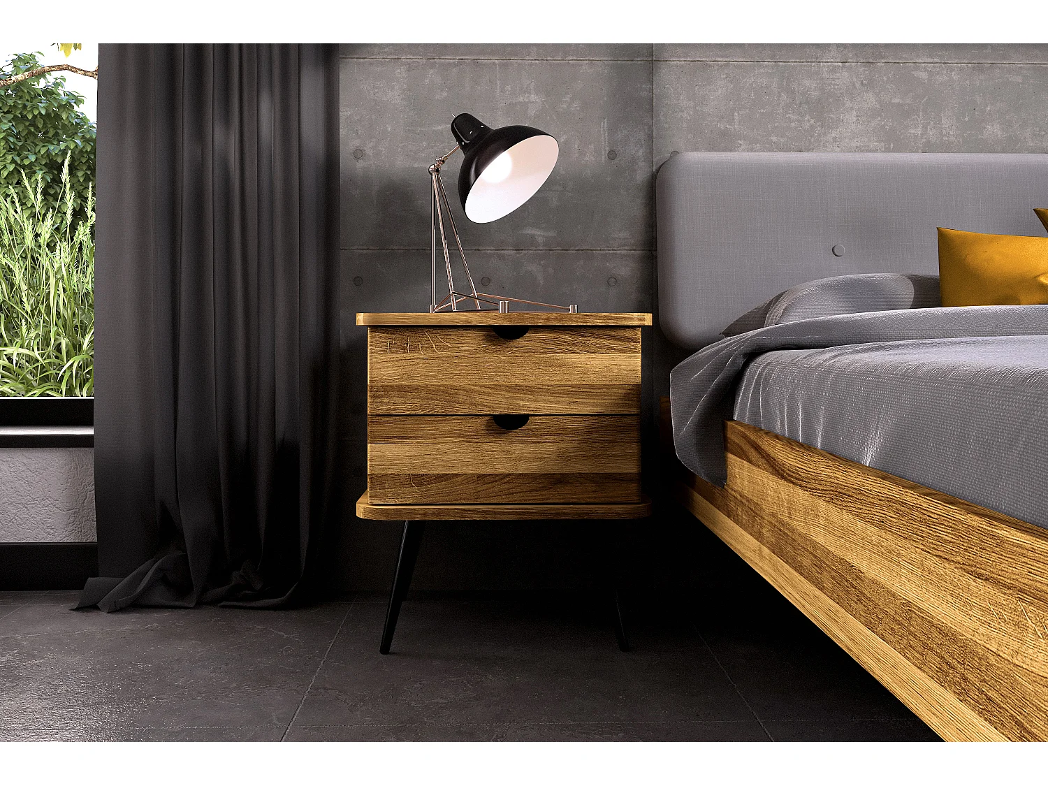 KULA - Nachttisch mit Schubladen aus Wildeiche, naturgeölt