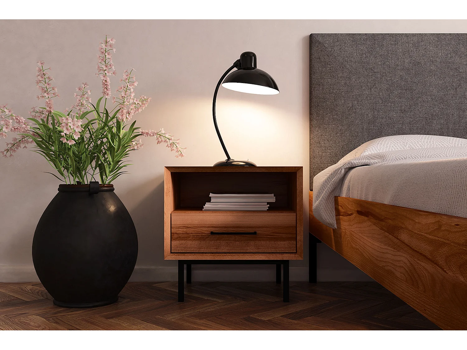 ABIES - Nachttisch mit Schublade aus Kernbuche, naturgeölt