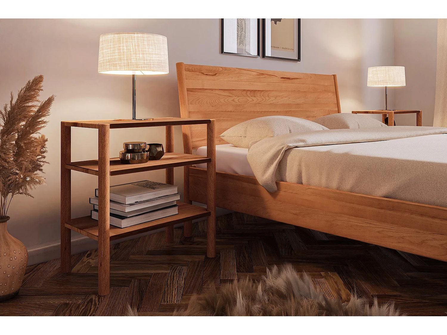 POLA - Table de nuit en coeur de hêtre, huilé naturel