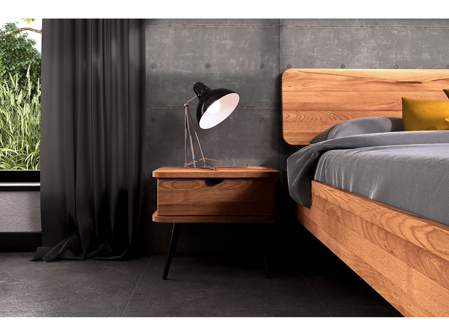 KULA - Nachttisch mit Schublade aus Kernbuche, naturgeölt