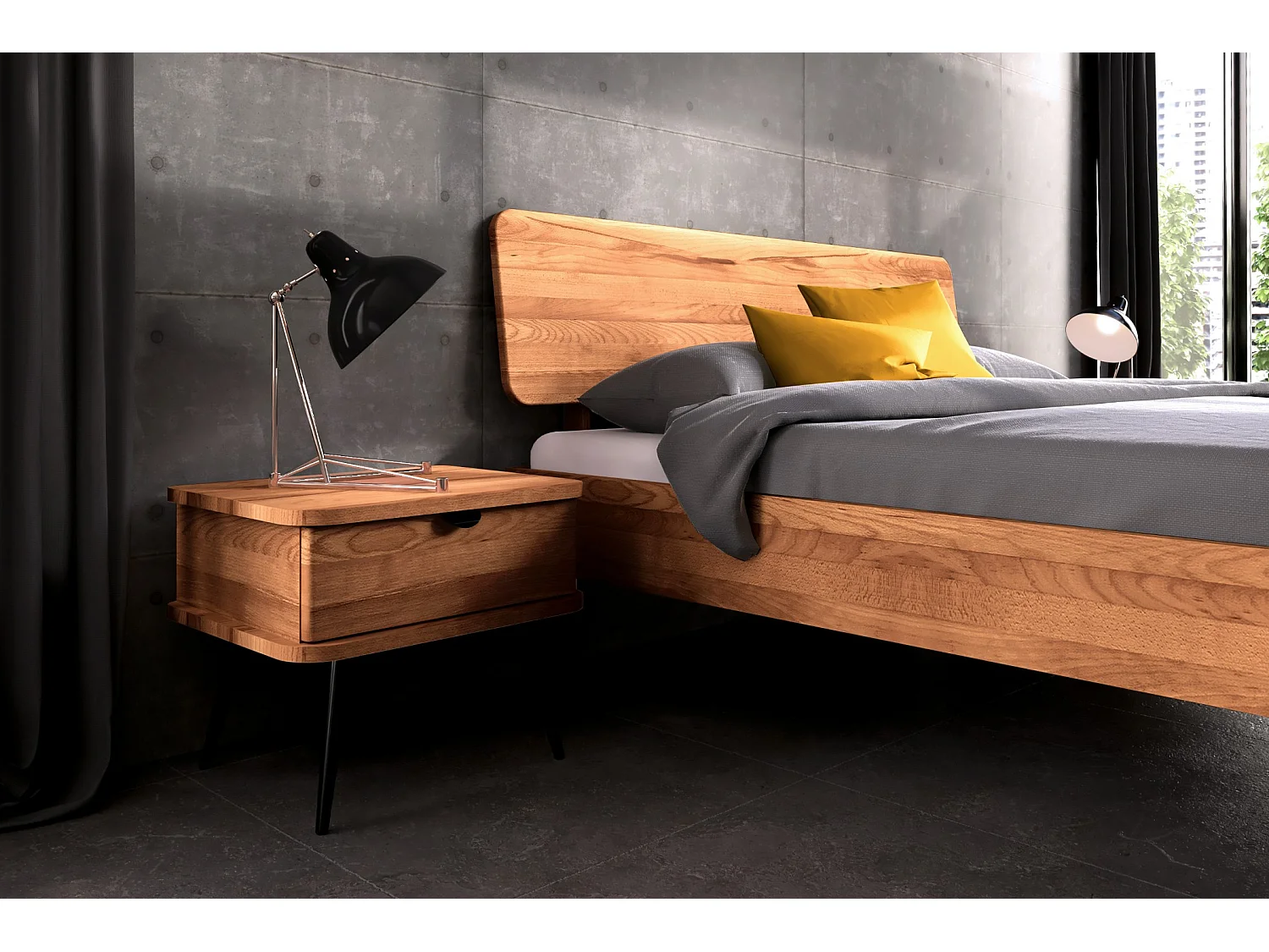 KULA - Nachttisch mit Schublade aus Kernbuche, naturgeölt