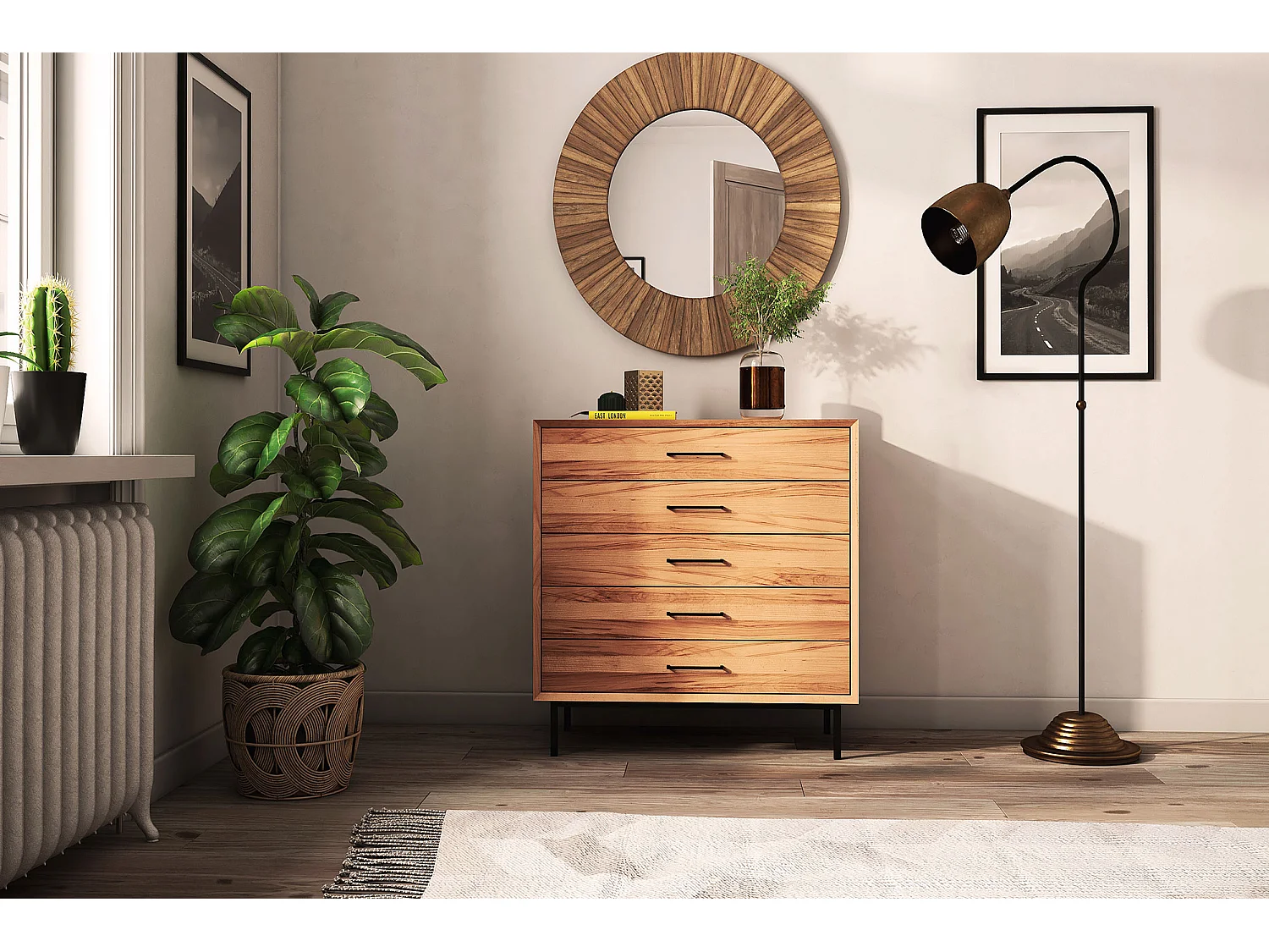 ABIES - Kommode 100% aus massivem Holz aus Kernbuche, naturgeölt