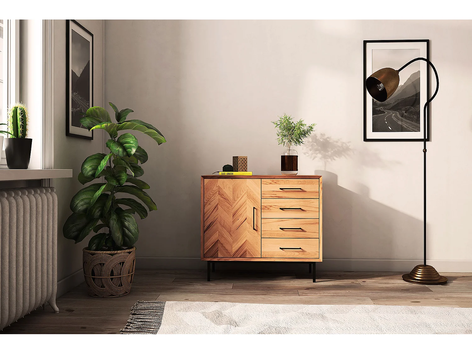 ABIES - Kommode 100% aus massivem Holz aus Kernbuche, naturgeölt