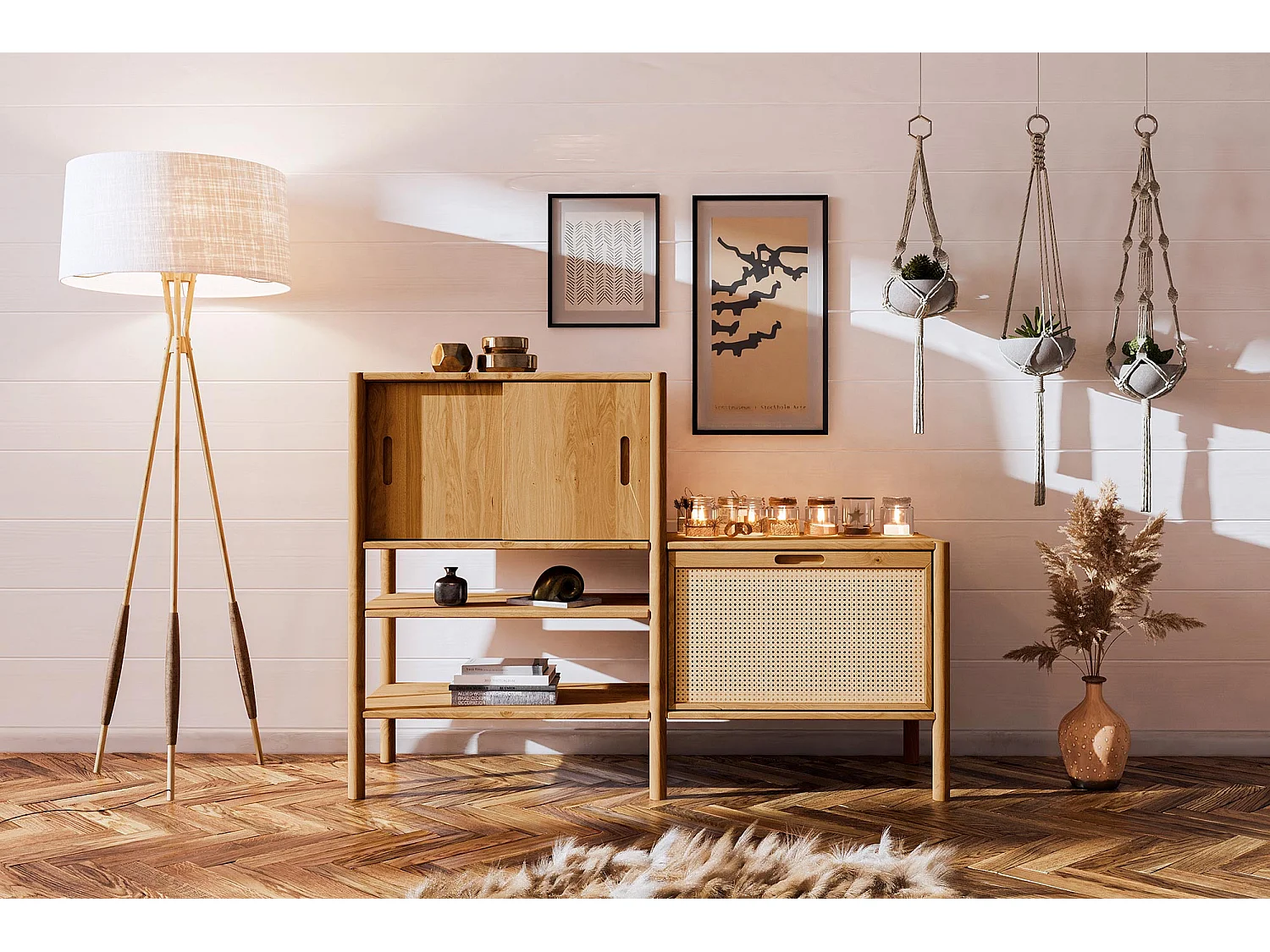 POLA - Regall aus massivem Holz aus Wiledeiche, lackiert