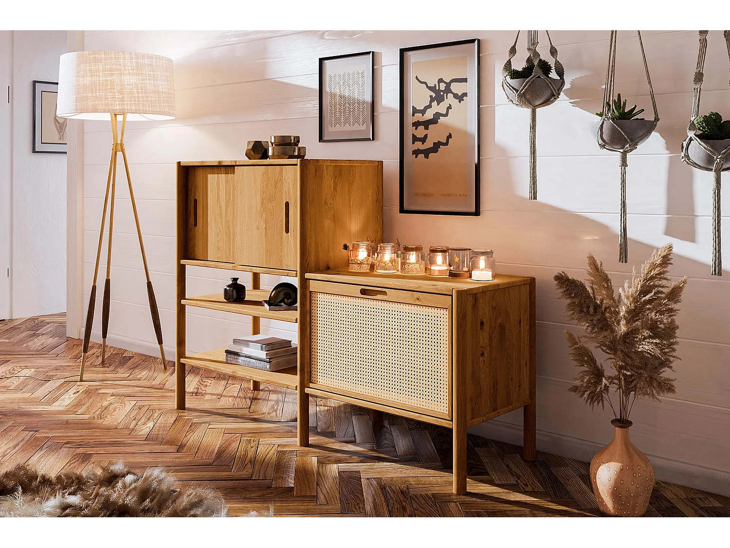 POLA - Regall aus massivem Holz aus Wiledeiche, lackiert