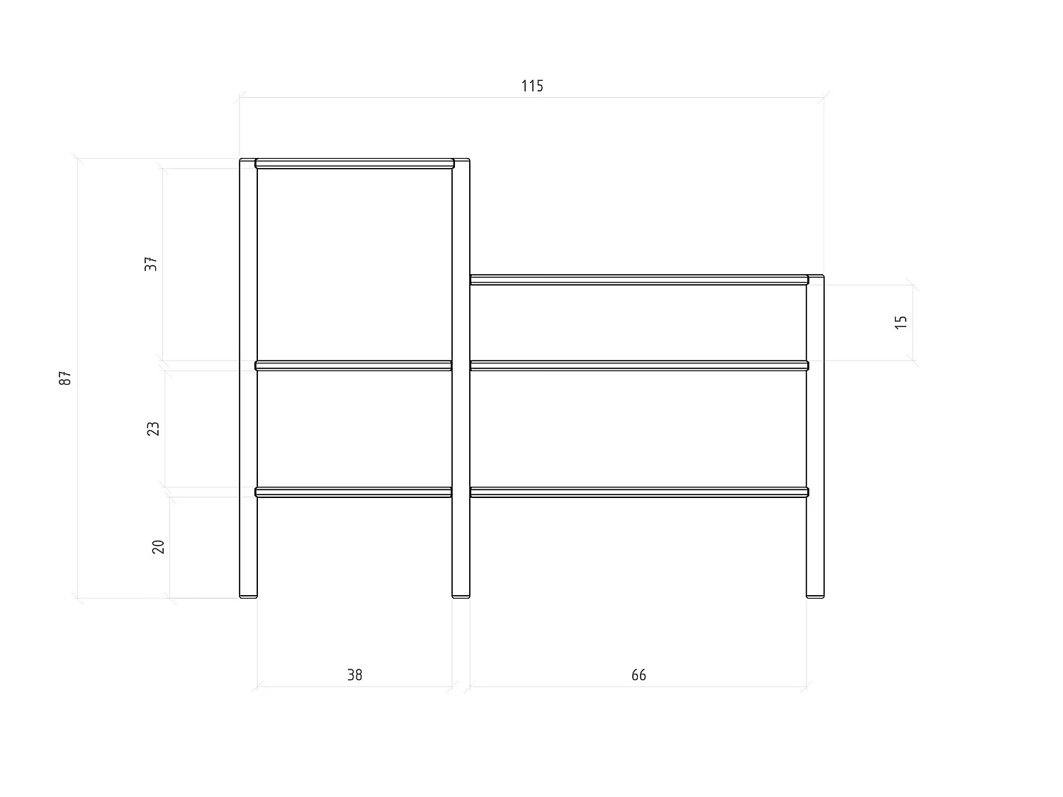 POLA - Regall aus massivem Holz aus Wiledeiche, lackiert