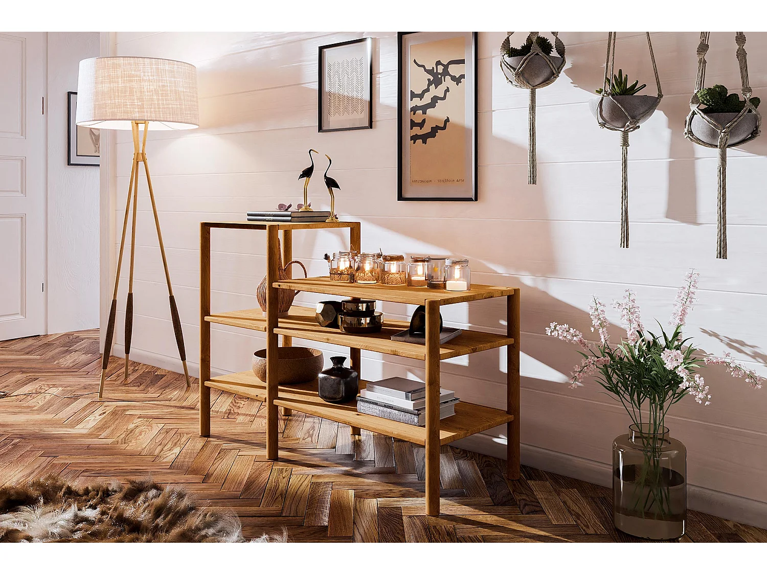 POLA - Regall aus massivem Holz aus Wiledeiche, lackiert