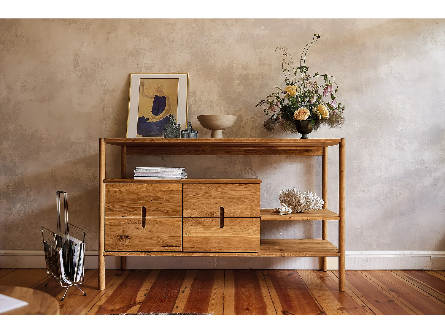 POLA - Regall aus massivem Holz aus Wiledeiche, naturgeölt