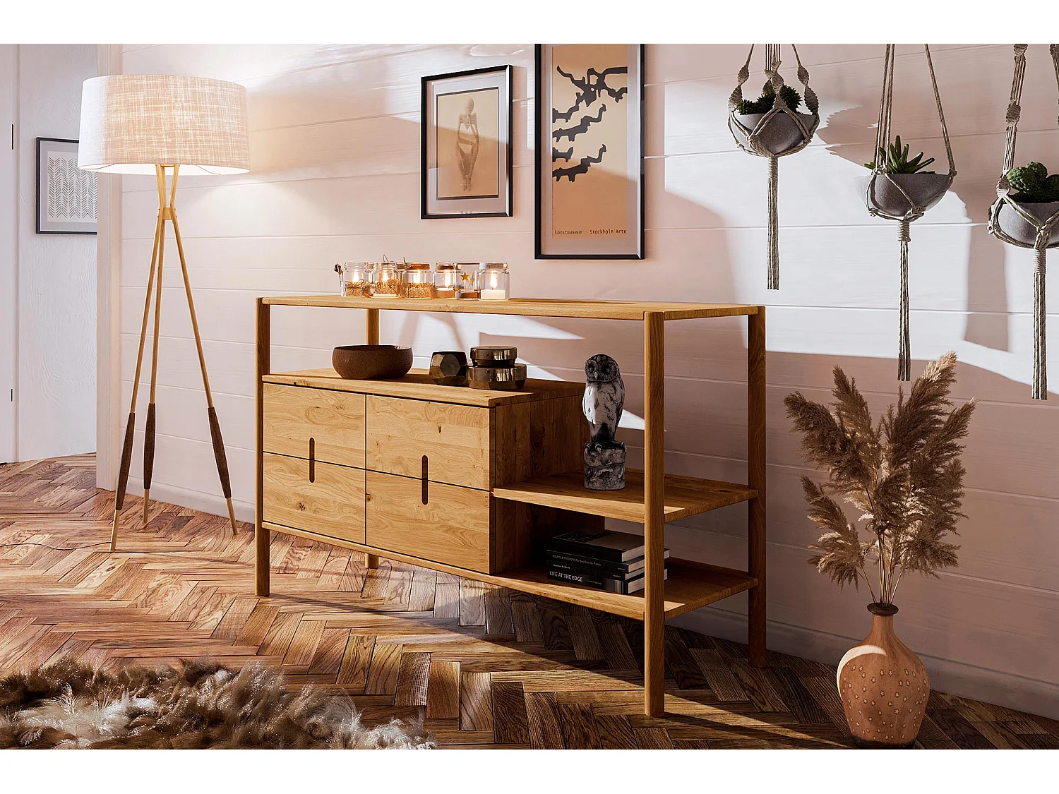 POLA - Regall aus massivem Holz aus Wiledeiche, naturgeölt