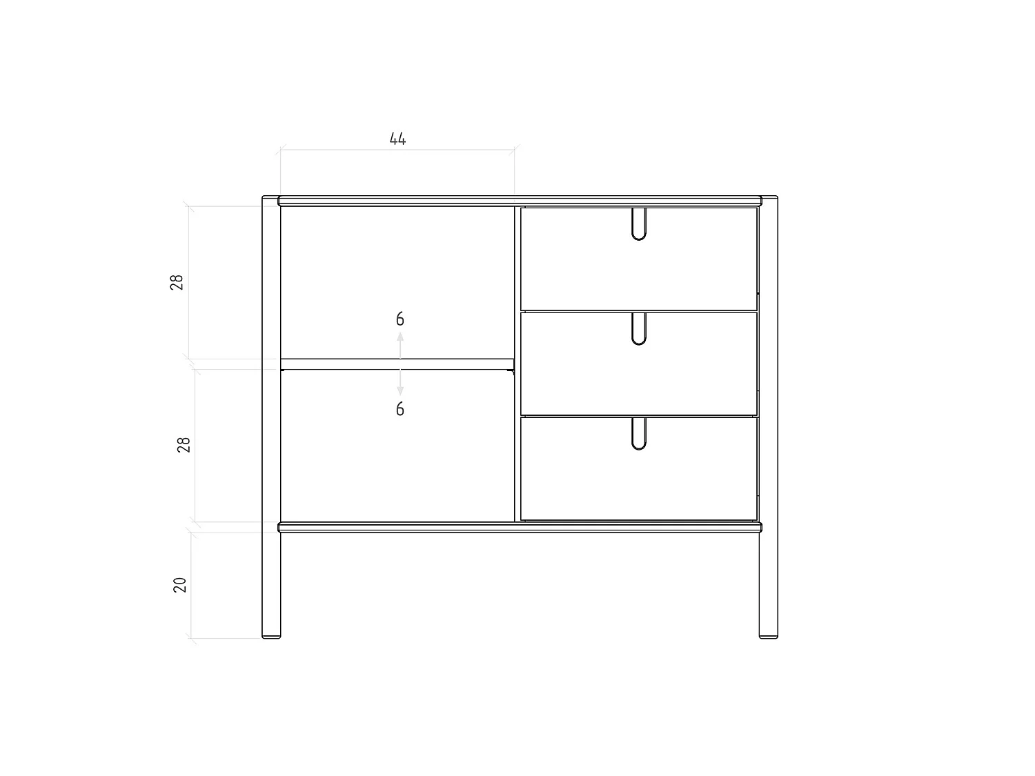 POLA - Kommode 100% aus massivem Holz aus Wildeiche, naturgeölt