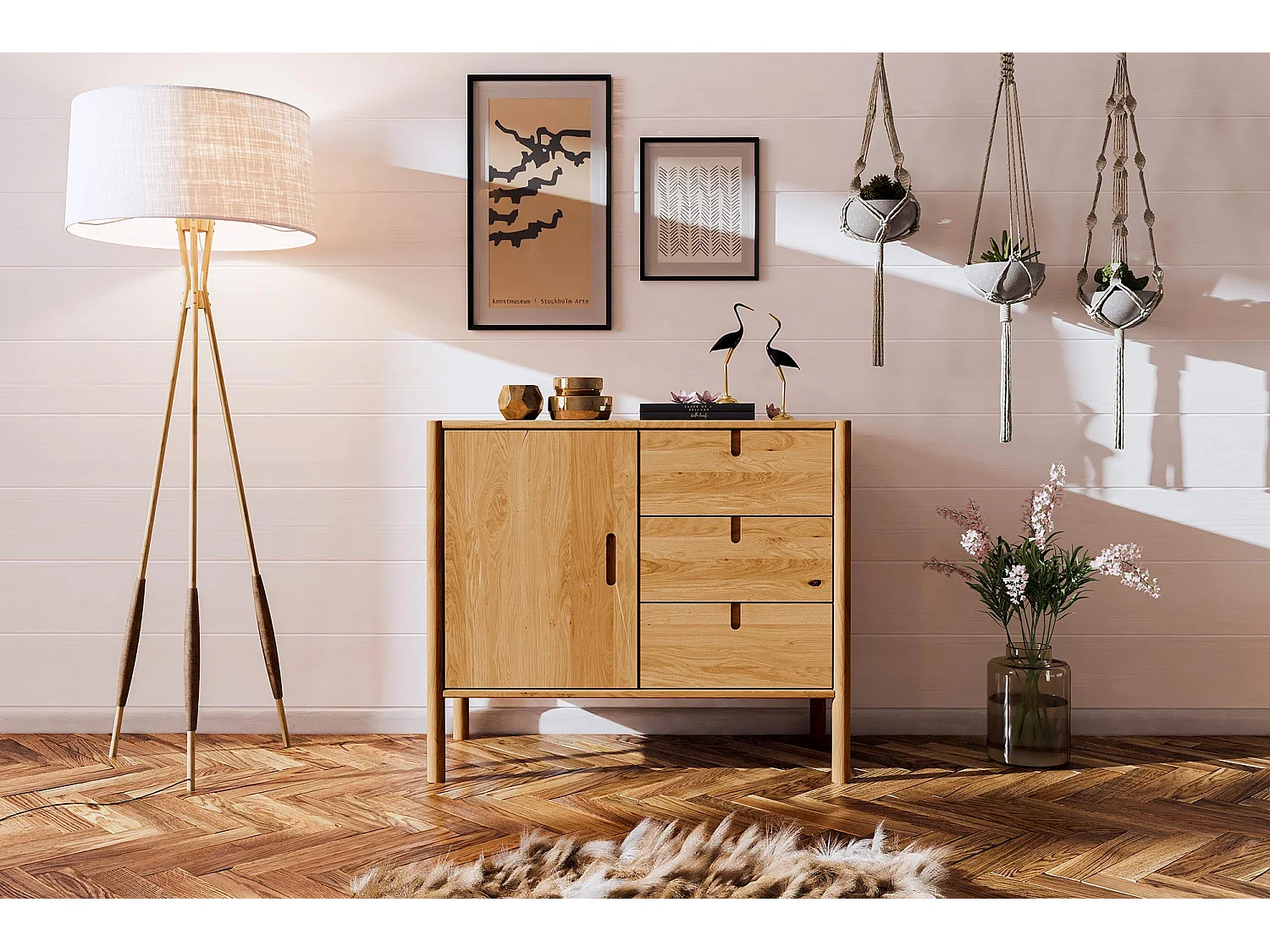 POLA - Kommode 100% aus massivem Holz aus Wildeiche, naturgeölt